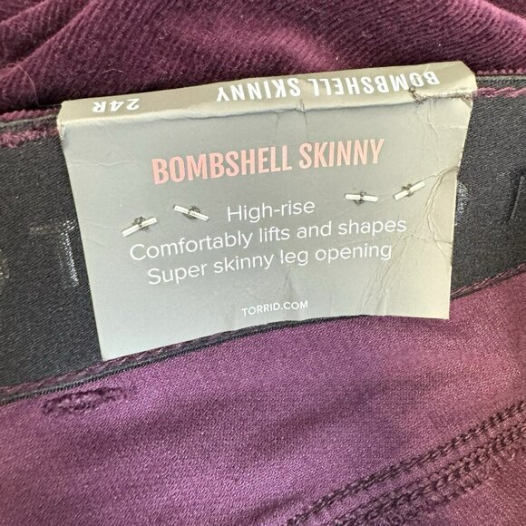 Torrid Pants Womens Plus Size 24R Bombshell Skinny Corduroy Plum Purple NWT NEW - Picture 5 of 6